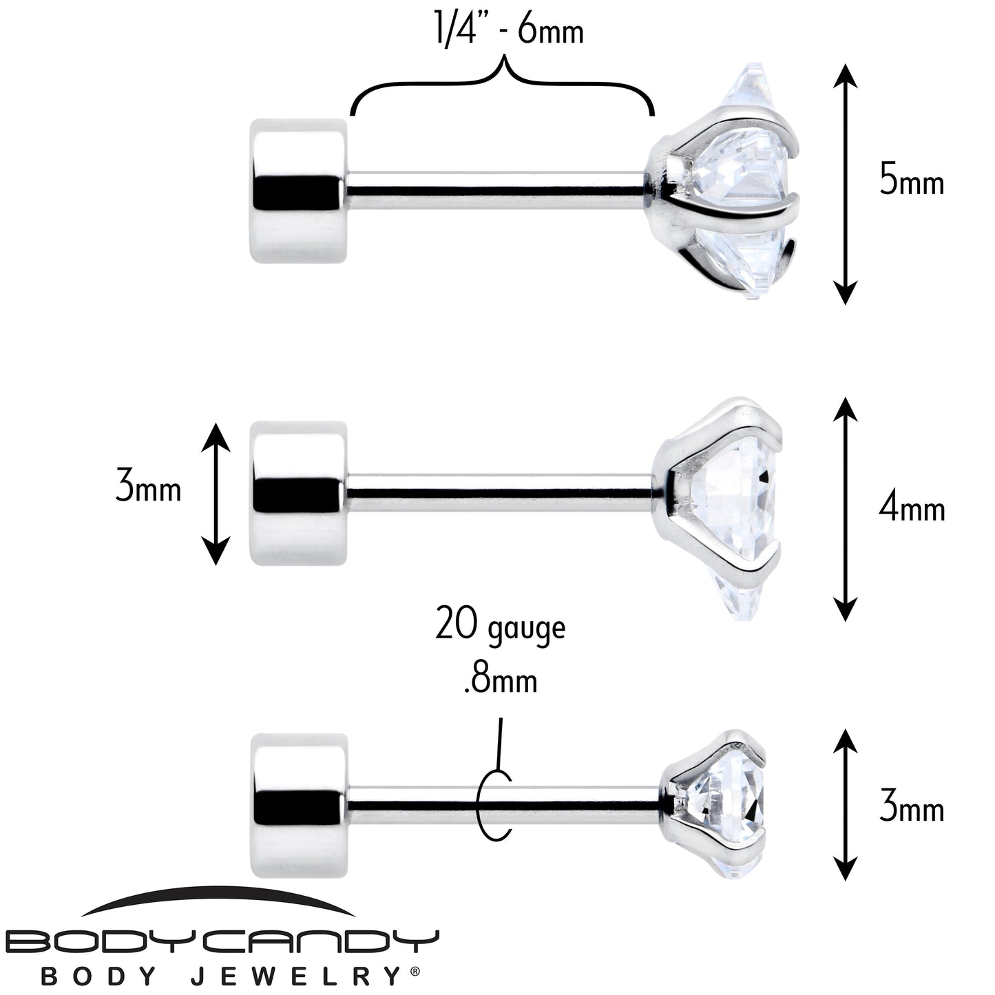 Clear Simplistic Heart Star CZ Flat Back Stud Earrings - 3 Pairs