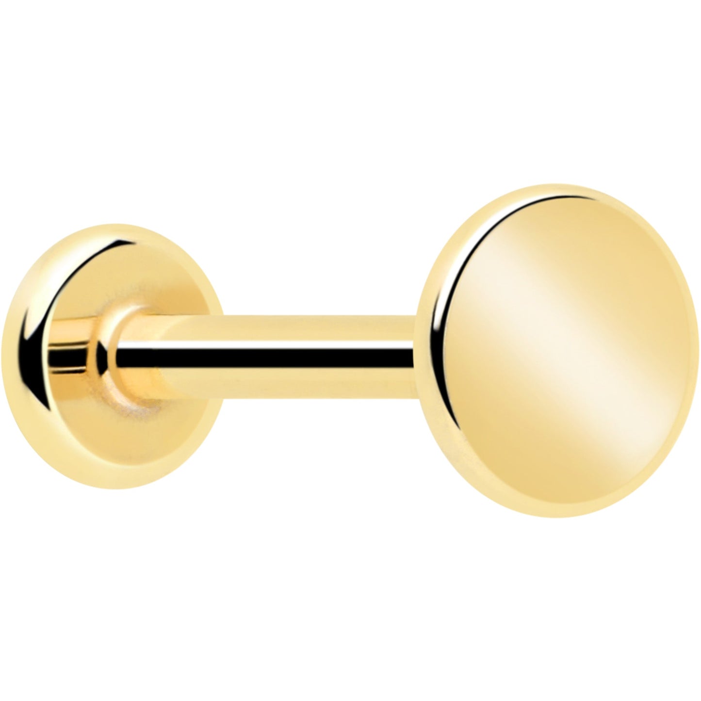 14k Solid Yellow Gold 3mm Disc Threadless Push In Flat Back Stud
