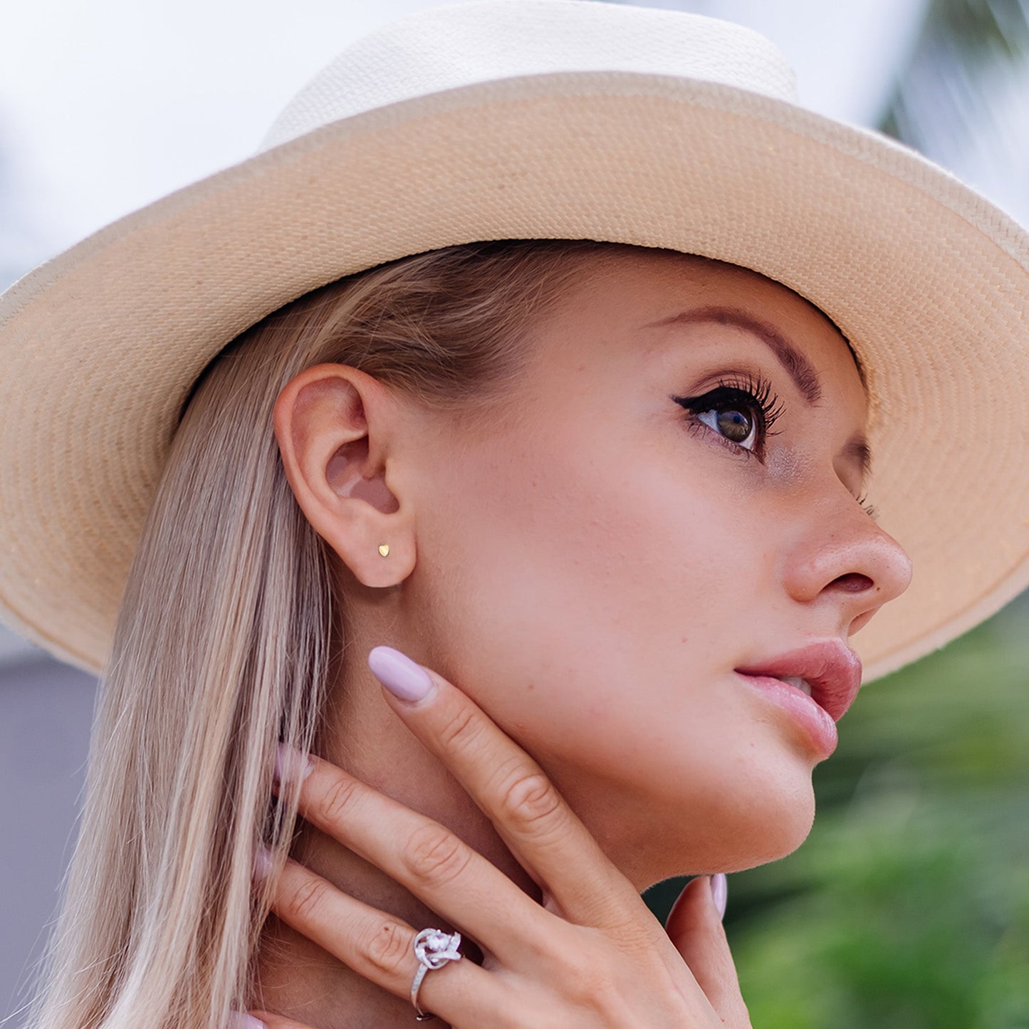 14k Solid Yellow Gold 3mm Heart Threadless Push In Flat Back Stud