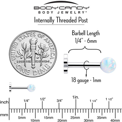 Titanium Reversible Flower Flat Back Stud 18G Synthetic Opal Ball
