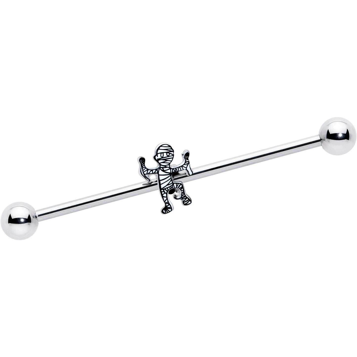 14G Two Tone Halloween Mummy Industrial Barbell 38mm