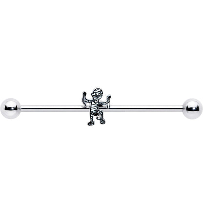 14G Two Tone Halloween Mummy Industrial Barbell 38mm