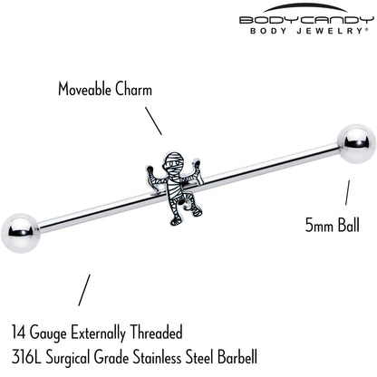 14G Two Tone Halloween Mummy Industrial Barbell 38mm