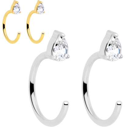 20G Implant Grade Titanium Triangle Gem Open Hoop Earrings