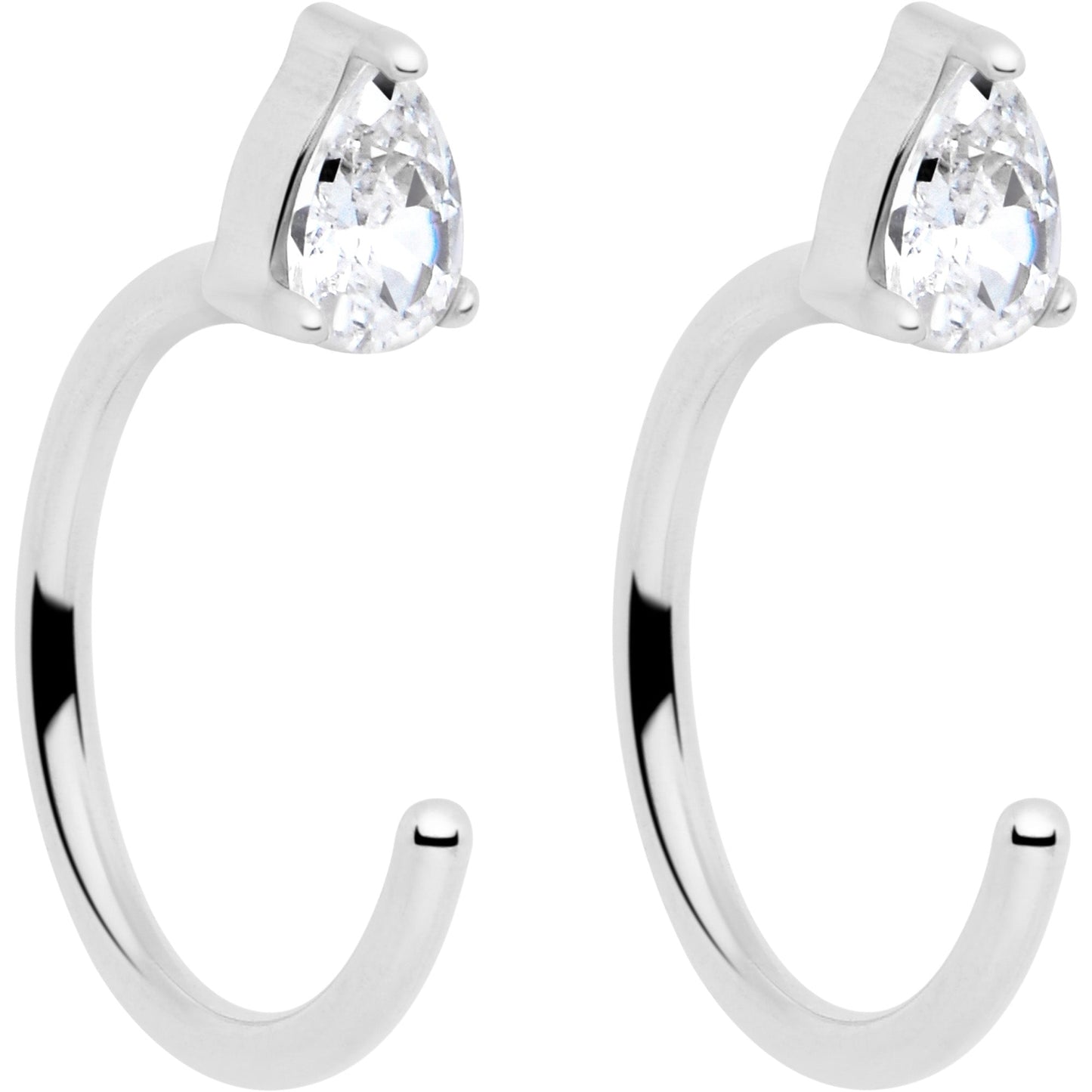 20G Implant Grade Titanium Triangle Gem Open Hoop Earrings