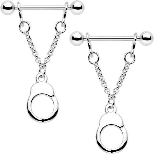 14G 3/4 Handcuff Chain Dangle Nipple Ring Set
