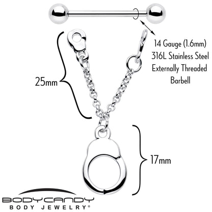 14G 3/4 Handcuff Chain Dangle Nipple Ring Set