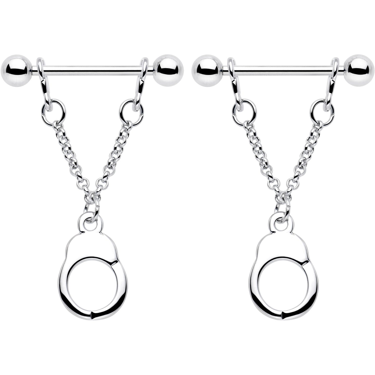 14G 3/4 Handcuff Chain Dangle Nipple Ring Set