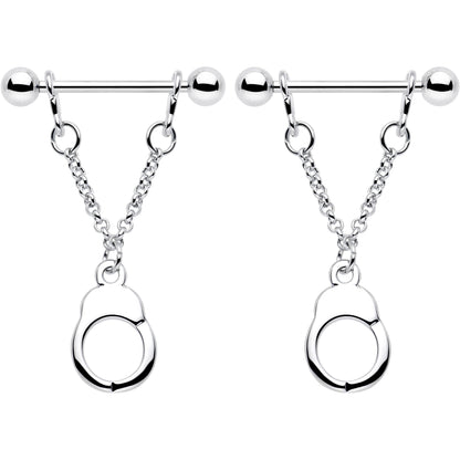 14G 3/4 Handcuff Chain Dangle Nipple Ring Set