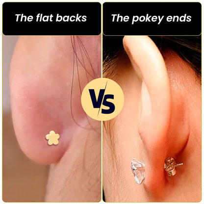 18G 1/4 Clear Gem Gold PVD Implant Grade Titanium Leaves Threadless Flatback Earring