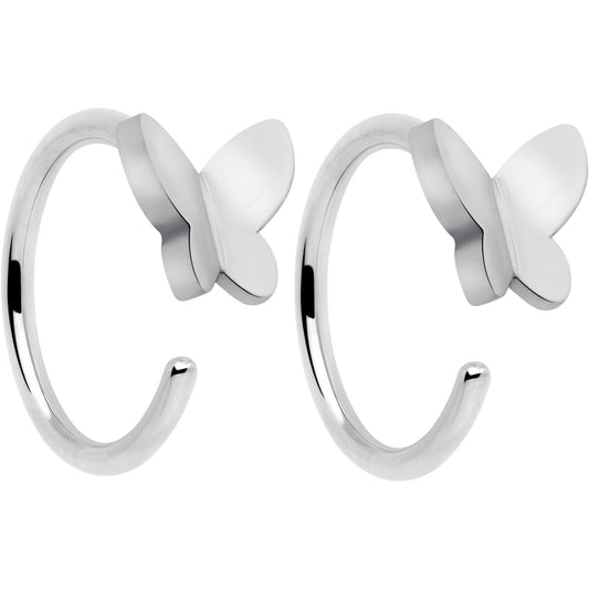 20G Implant Grade Titanium Butterfly Open Hoop Earrings