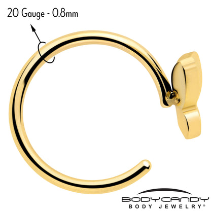 20G Gold Tone Implant Grade Titanium Butterfly Open Hoop Earring Set