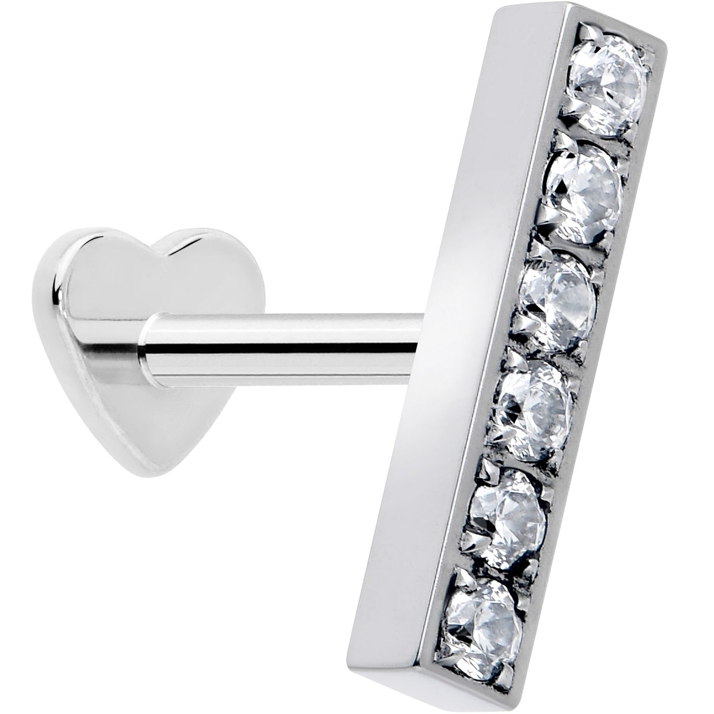 18G 1/4 Clear Gem Implant Grade Titanium Threadless Bar Reversible Flatback Stud