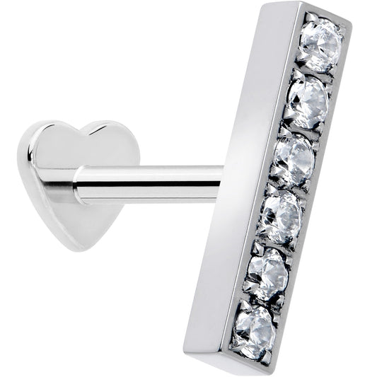 18G 1/4 Clear Gem Implant Grade Titanium Threadless Bar Reversible Flatback Stud