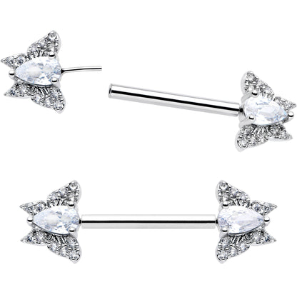 14G 9/16 Style Butterfly Threadless Nipple Ring Set