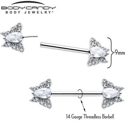 14G 9/16 Style Butterfly Threadless Nipple Ring Set