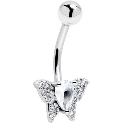 Cubic Zirconia Style Butterfly Belly Ring