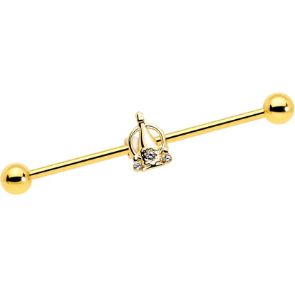 14G Clear Gem Champagne Dreams Industrial Barbell 38mm