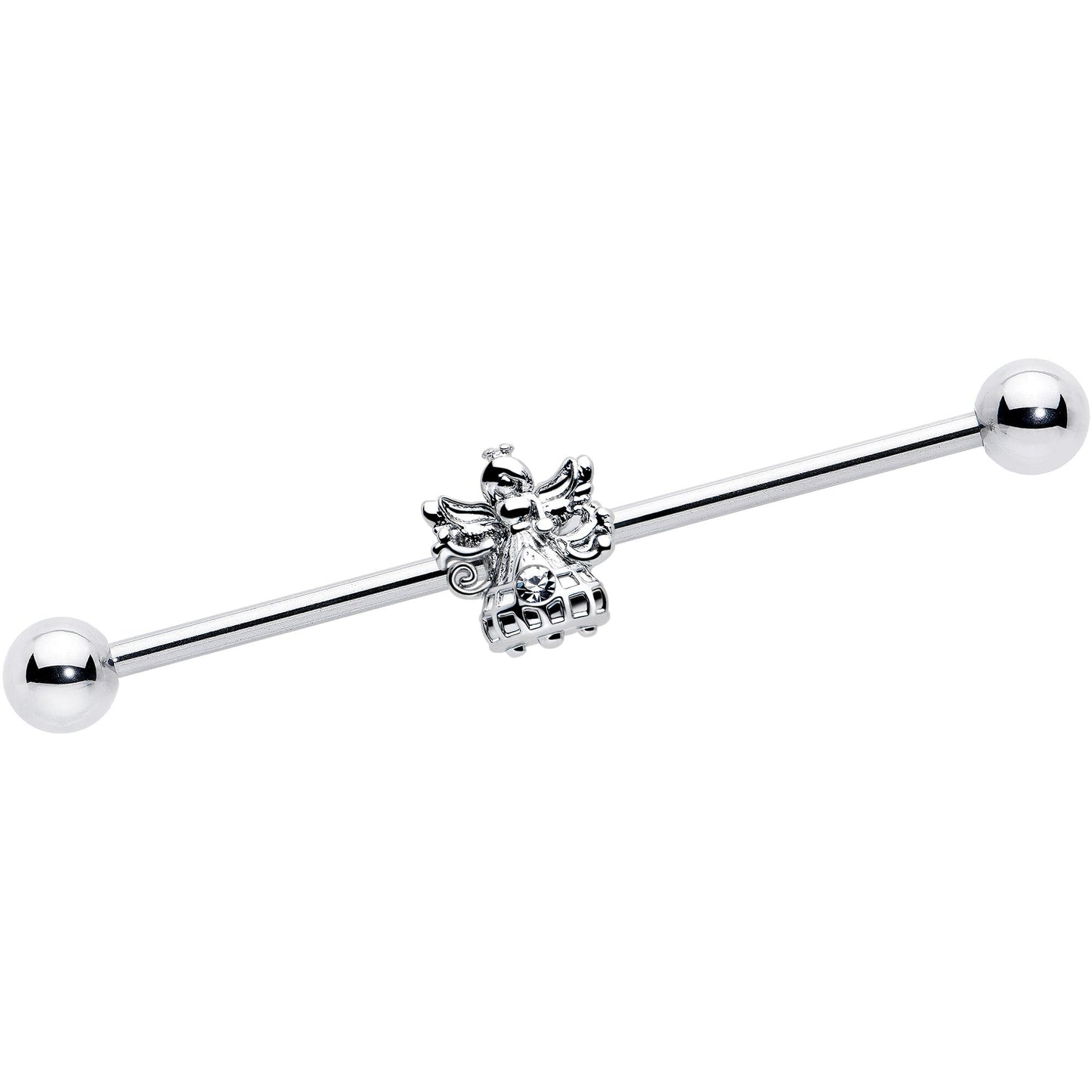 14G Clear CZ Gem Fabulous Angel Industrial Barbell 38mm