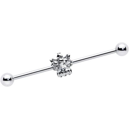 14G Clear CZ Gem Fabulous Angel Industrial Barbell 38mm