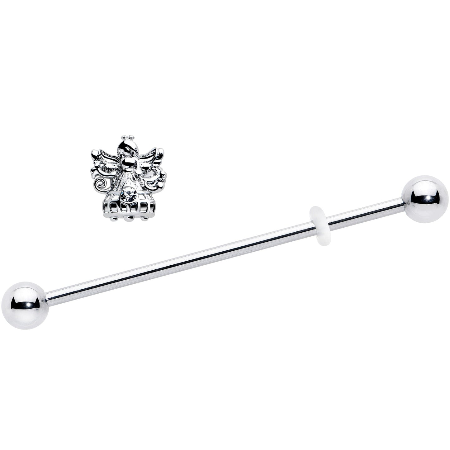 14G Clear CZ Gem Fabulous Angel Industrial Barbell 38mm