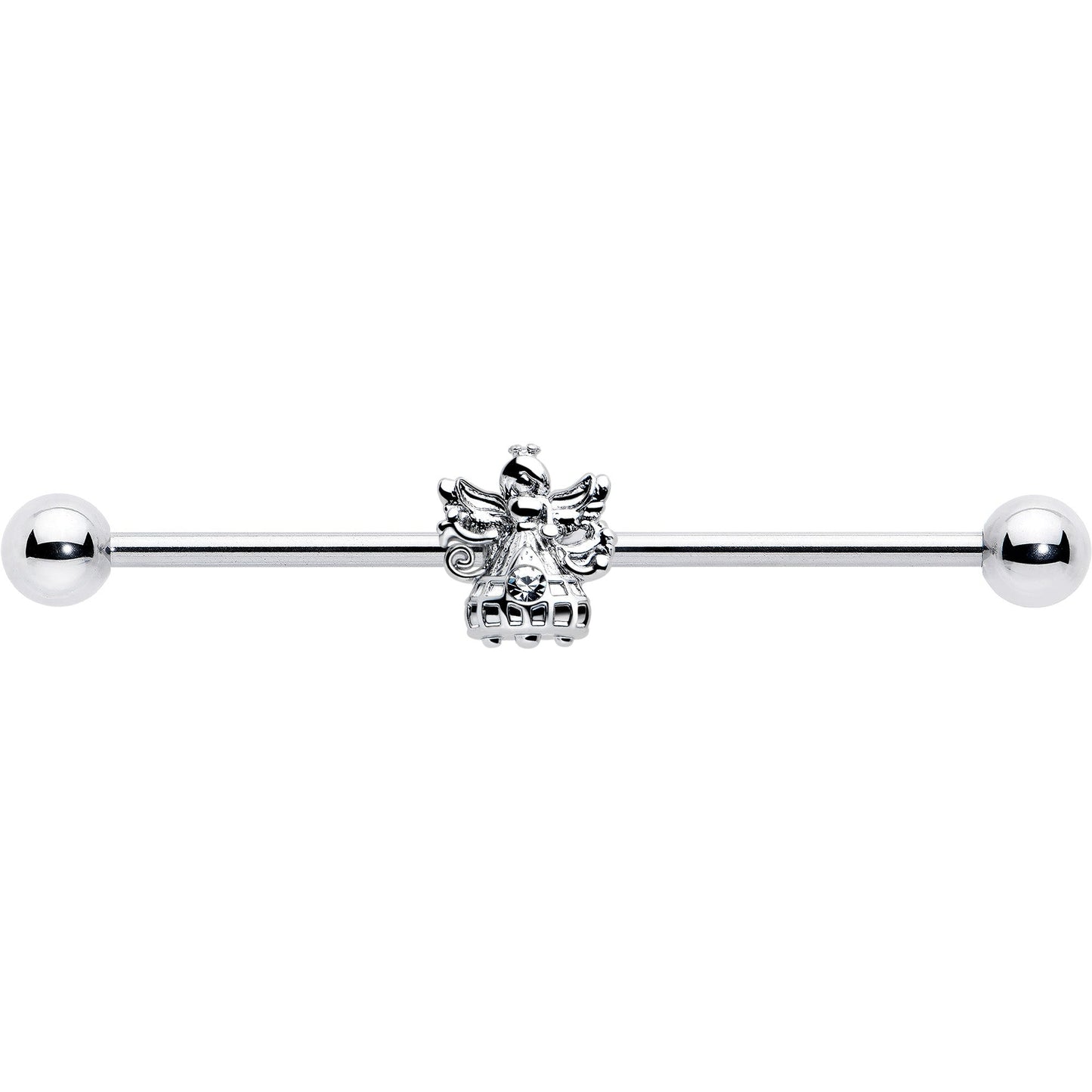 14G Clear CZ Gem Fabulous Angel Industrial Barbell 38mm