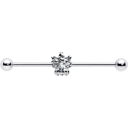 14G Clear CZ Gem Fabulous Angel Industrial Barbell 38mm