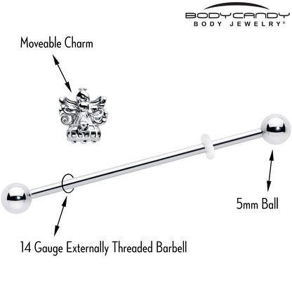 14G Clear CZ Gem Fabulous Angel Industrial Barbell 38mm