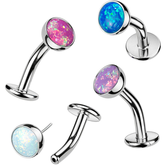 Synthetic Opal Titanium Threadless Floating Belly Ring