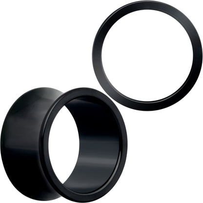 Black Hand Polished Double Flare Tunnel Plug Set 6mm to 25mm