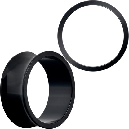 Black Hand Polished Double Flare Tunnel Plug Set 6mm to 25mm