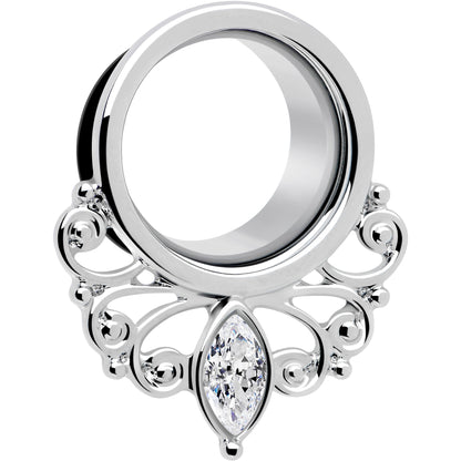 Clear Gem Drop Filigree Single Flare Tunnel Plug Set 6mm to 16mm