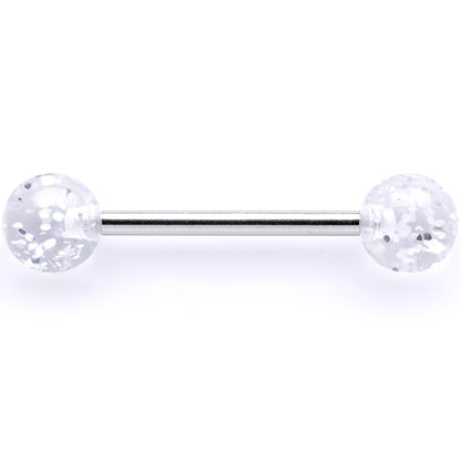 Clear Acrylic Ball Glitter Barbell Tongue Ring