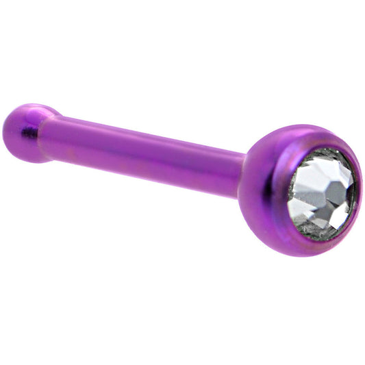 Grade 23 Titanium Purple Crystalline Gem Nose Bone