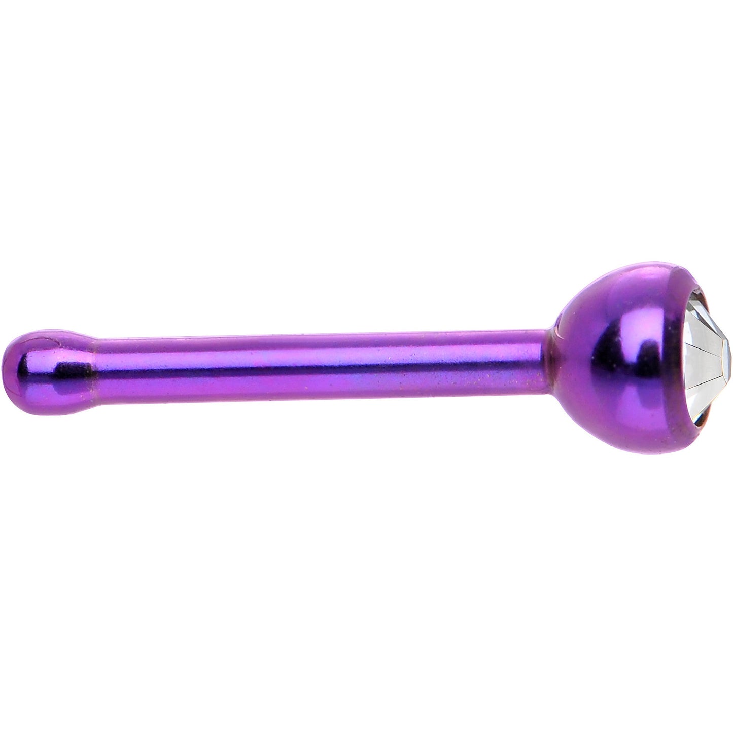 Grade 23 Titanium Purple Crystalline Gem Nose Bone