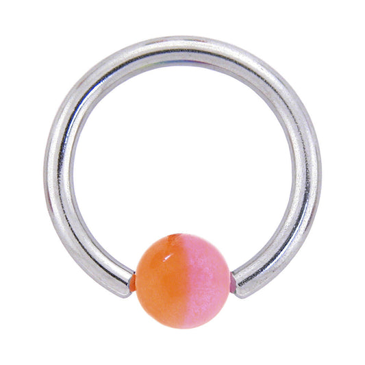 14G 7/16 Pink and Orange Glow in the Dark BCR Captive Ring