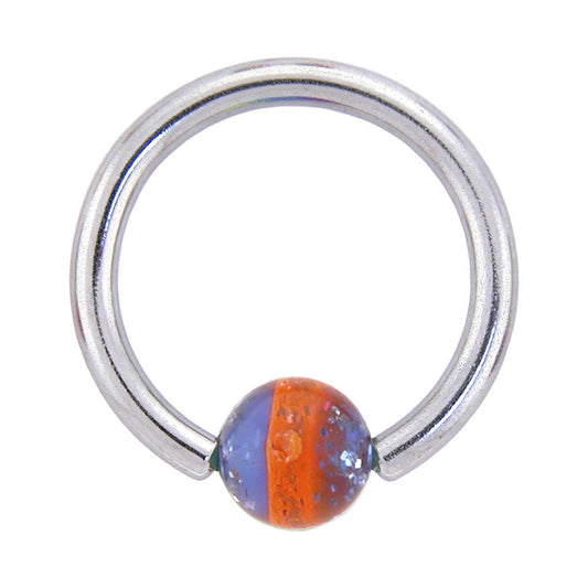 14G 7/16 Two Tone Blue Orange Shimmer BCR Captive Ring