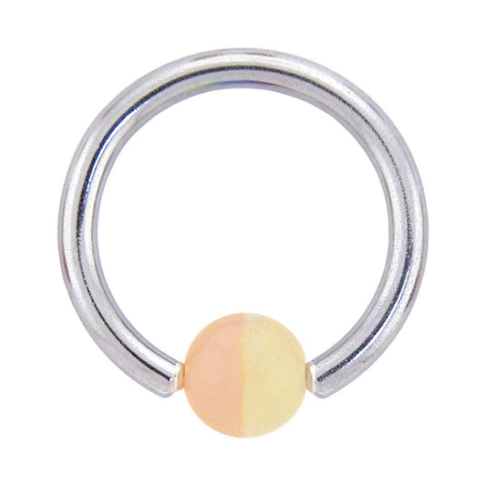 14G 7/16 Two-Tone Orange UV Glow BCR Captive Ring