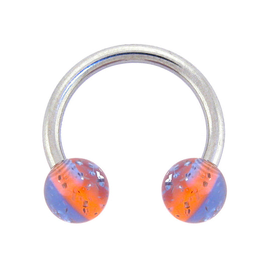 14G 7/16 Blue Orange UV Reactive Horseshoe Circular Barbell