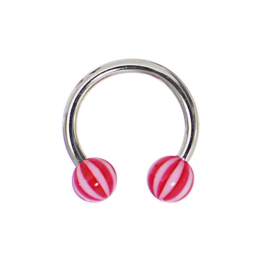 14G 7/16 Peppermint Red Beach Ball Horseshoe Circular Barbell