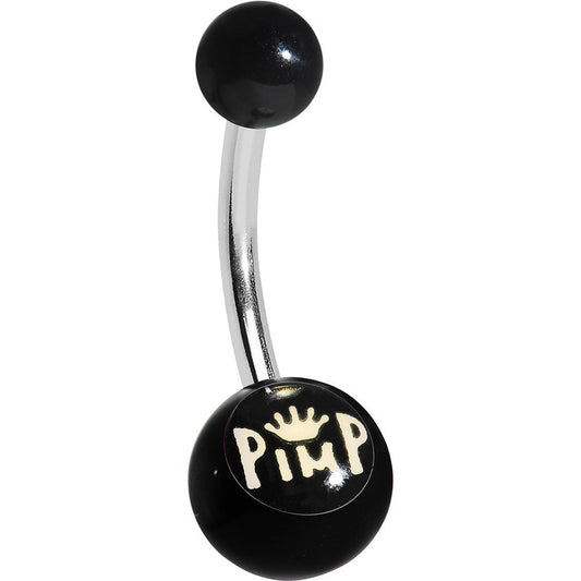 Black Acrylic Pimp King Belly Ring