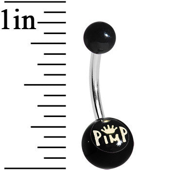 Black Acrylic Pimp King Belly Ring