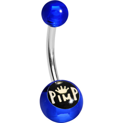 Blue Acrylic Pimp King Belly Ring