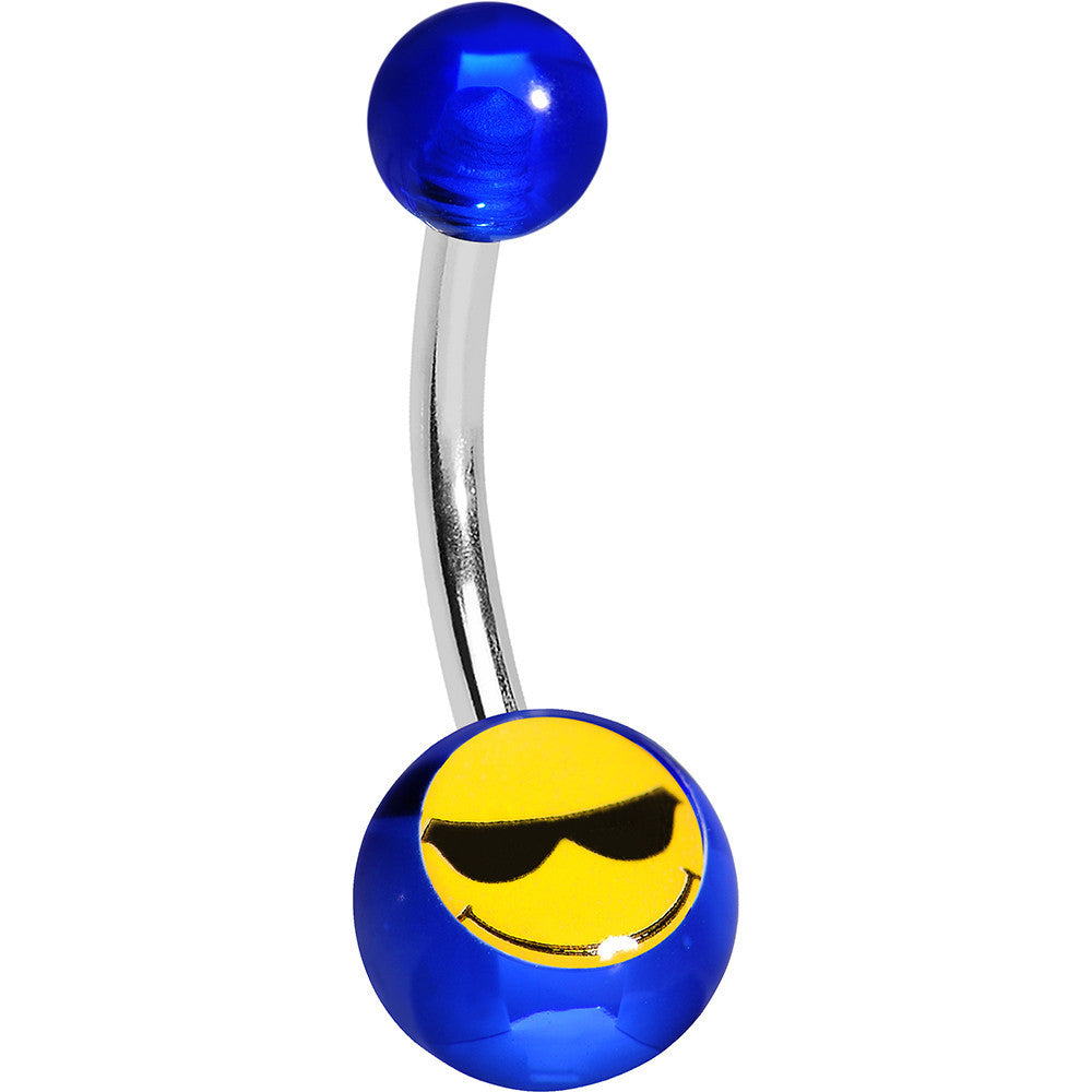 Blue Acrylic Sunglasses Smiley Belly Ring