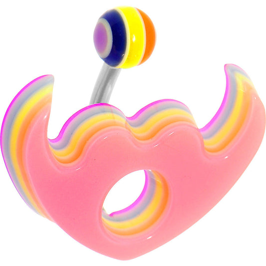 Light Pink Acrylic Multi Layered Tribal Winged Heart Belly Ring