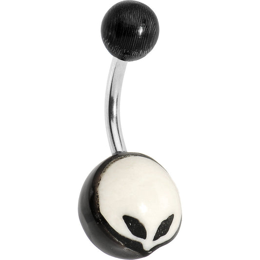 Black and White Alien Head Belly Ring