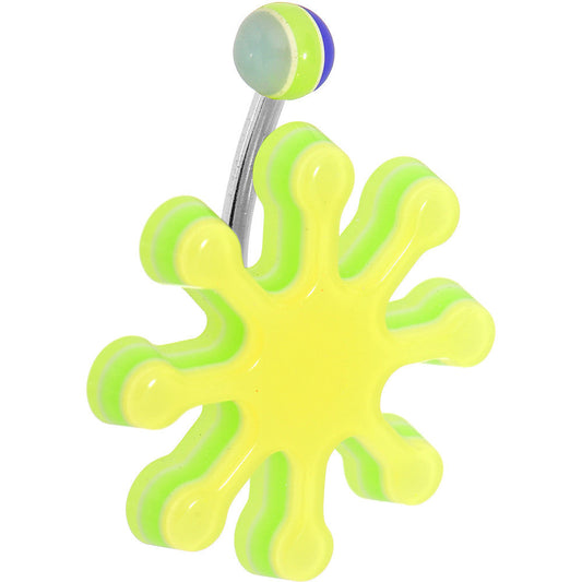 Yellow Acrylic Multi Layered Paint Splash Belly Ring