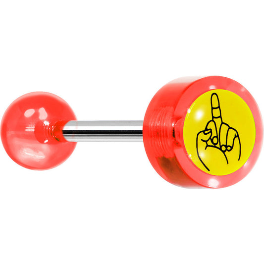 14G 5/8 Red Acrylic Giving the Middle Finger Tongue Ring