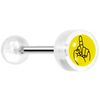 14G 5/8 Clear Acrylic Giving the Middle Finger Tongue Ring