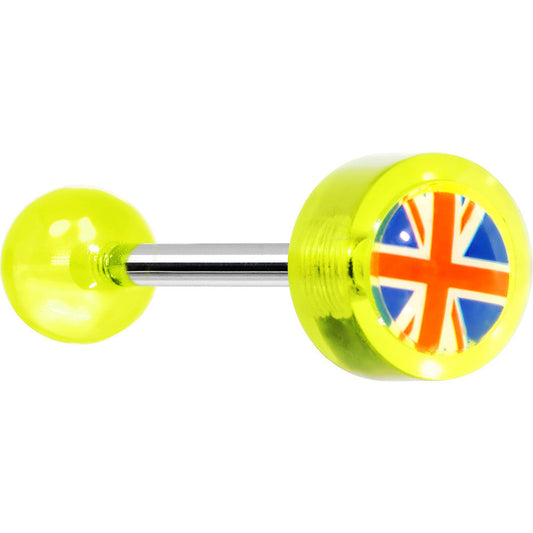 14G 5/8 Neon Green UK British Flag Tongue Ring
